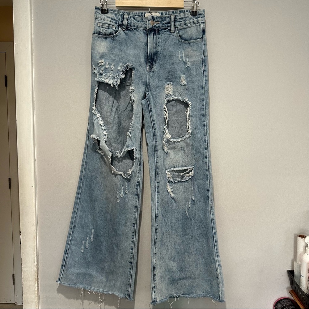 Litz by Uniq Womens Denim Jeans Distressed Blown Out Streetwear Size 26/3